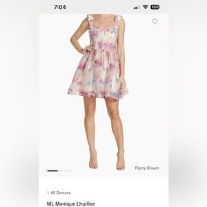 Monique Lhuillier Peony Floral Mini Dress, only worn once!